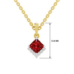 SPARQ Lab Grown Diamond Princess Red Stone Kite Yellow Gold Plated Pendant