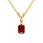 SPARQ Lab Grown Diamond Red Stone V Bail Yellow Gold Plated Pendant