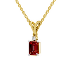 SPARQ Lab Grown Diamond Red Stone V Bail Yellow Gold Plated Pendant