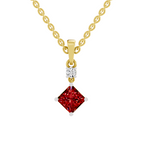 SPARQ Lab Grown Diamond Princess Red Stone Drop Yellow Gold Plated Pendant
