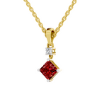 SPARQ Lab Grown Diamond Princess Red Stone Drop Yellow Gold Plated Pendant