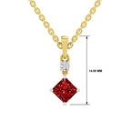SPARQ Lab Grown Diamond Princess Red Stone Drop Yellow Gold Plated Pendant