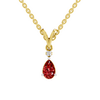 SPARQ Lab Grown Diamond Pear Red Stone V Bail Yellow Gold Plated Pendant