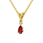 SPARQ Lab Grown Diamond Pear Red Stone V Bail Yellow Gold Plated Pendant