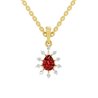SPARQ Lab Grown Diamond Starburst Red Stone Yellow Gold Plated Pendant