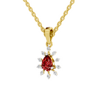 SPARQ Lab Grown Diamond Starburst Red Stone Yellow Gold Plated Pendant