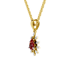 SPARQ Lab Grown Diamond Starburst Red Stone Yellow Gold Plated Pendant