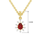 SPARQ Lab Grown Diamond Starburst Red Stone Yellow Gold Plated Pendant