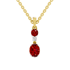 SPARQ Lab Grown Diamond Round Oval Red Stone Yellow Gold Plated Pendant