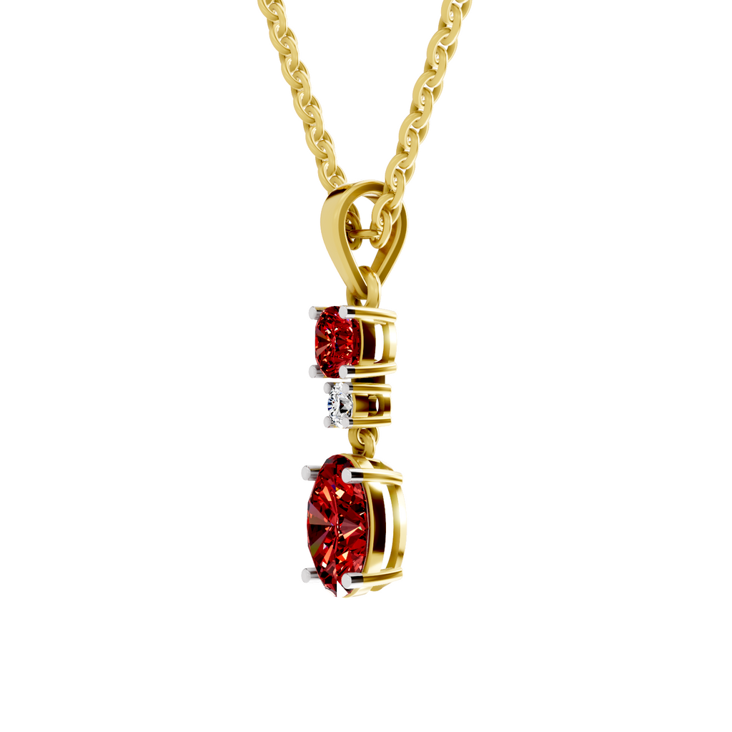 SPARQ Lab Grown Diamond Round Oval Red Stone Yellow Gold Plated Pendant