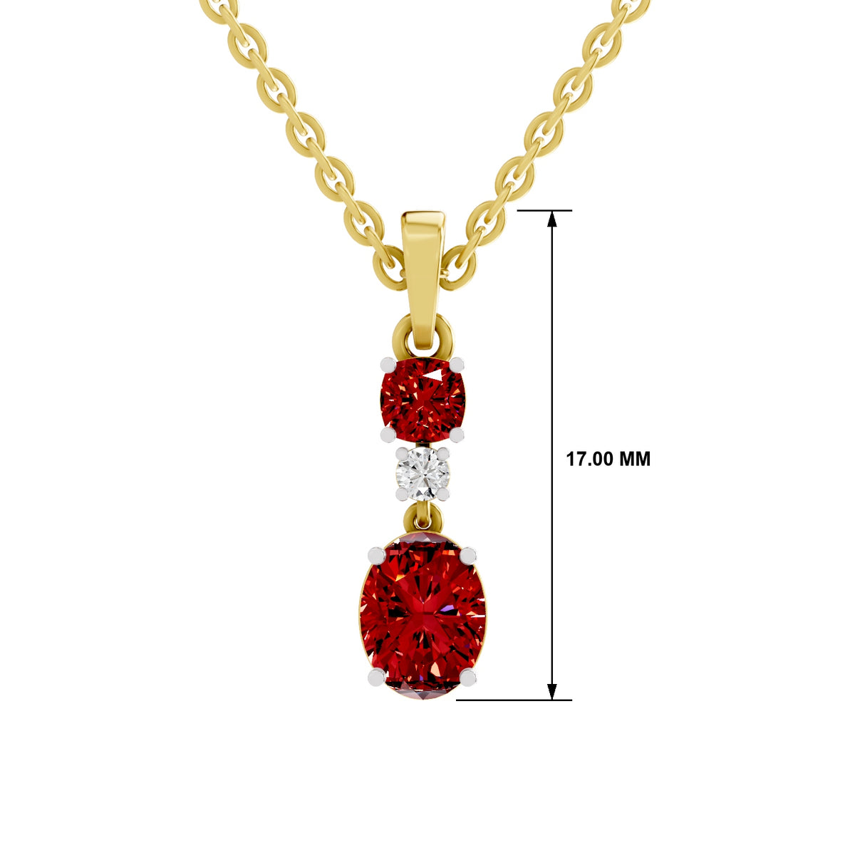 SPARQ Lab Grown Diamond Round Oval Red Stone Yellow Gold Plated Pendant