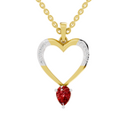 SPARQ Lab Grown Diamond Heart Pear Red Stone Yellow Gold Plated Pendant