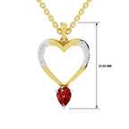 SPARQ Lab Grown Diamond Heart Pear Red Stone Yellow Gold Plated Pendant