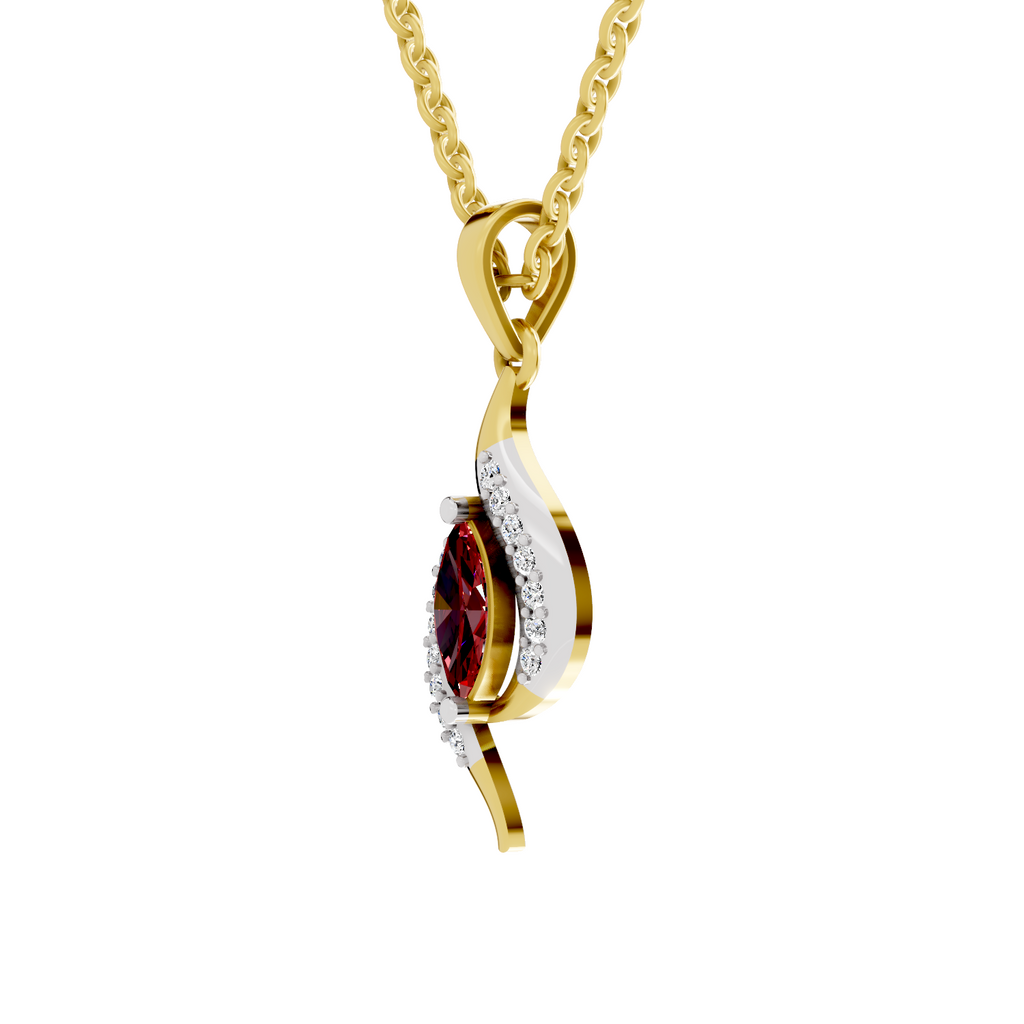 SPARQ Lab Grown Diamond Marquise Red Stone Yellow Gold Plated Pendant