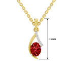 SPARQ Lab Grown Diamond Curved Oval Red Stone Yellow Gold Plated Pendant