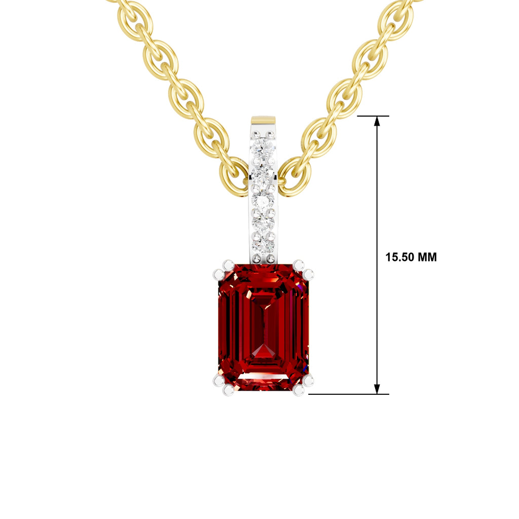 SPARQ Lab Grown Diamond Red Stone Pave Bail Yellow Gold Plated Pendant