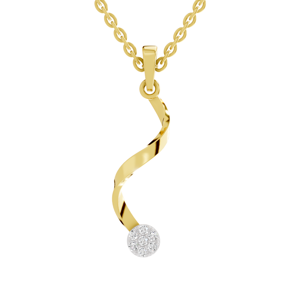 SPARQ Lab Grown Diamond Ribbon Twist Cluster Yellow Gold Plated Pendant