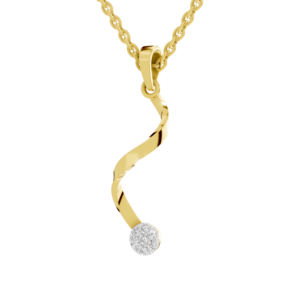 SPARQ Lab Grown Diamond Ribbon Twist Cluster Yellow Gold Plated Pendant