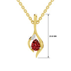 SPARQ Lab Grown Diamond Flame Pear Red Stone Yellow Gold Plated Pendant