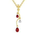 SPARQ Lab Grown Diamond Vine Pear Red Stone Yellow Gold Plated Pendant