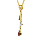 SPARQ Lab Grown Diamond Vine Pear Red Stone Yellow Gold Plated Pendant
