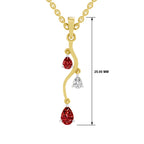SPARQ Lab Grown Diamond Vine Pear Red Stone Yellow Gold Plated Pendant