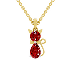 SPARQ Lab Grown Diamond Cat Red Stone Yellow Gold Plated Pendant