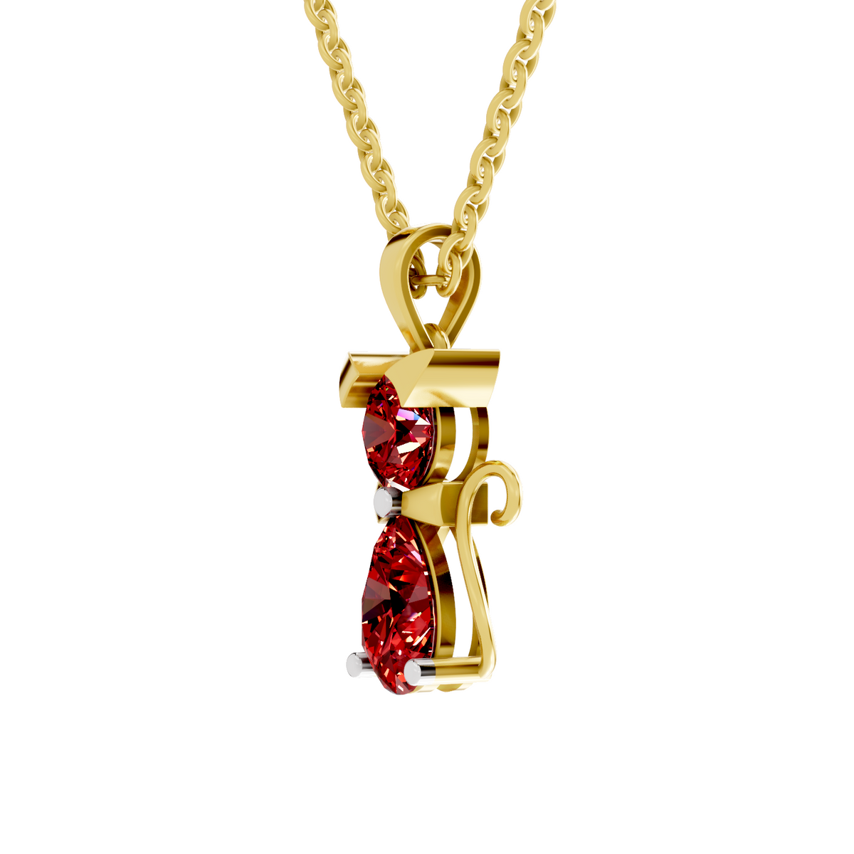 SPARQ Lab Grown Diamond Cat Red Stone Yellow Gold Plated Pendant