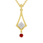 SPARQ Lab Grown Diamond Kite Cluster Red Stone Yellow Gold Plated Pendant