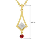 SPARQ Lab Grown Diamond Kite Cluster Red Stone Yellow Gold Plated Pendant