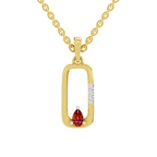 SPARQ Lab Grown Diamond Frame Pear Red Stone Yellow Gold Plated Pendant