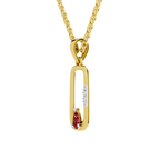 SPARQ Lab Grown Diamond Frame Pear Red Stone Yellow Gold Plated Pendant