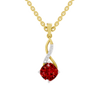 SPARQ Lab Grown Diamond Twist Cushion Red Stone Yellow Gold Plated Pendant