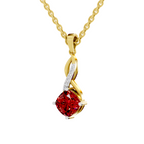 SPARQ Lab Grown Diamond Twist Cushion Red Stone Yellow Gold Plated Pendant