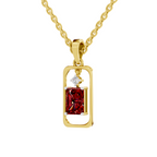 SPARQ Lab Grown Diamond Frame Radiant Red Stone Yellow Gold Plated Pendant