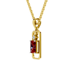 SPARQ Lab Grown Diamond Frame Radiant Red Stone Yellow Gold Plated Pendant