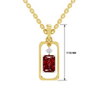 SPARQ Lab Grown Diamond Frame Radiant Red Stone Yellow Gold Plated Pendant