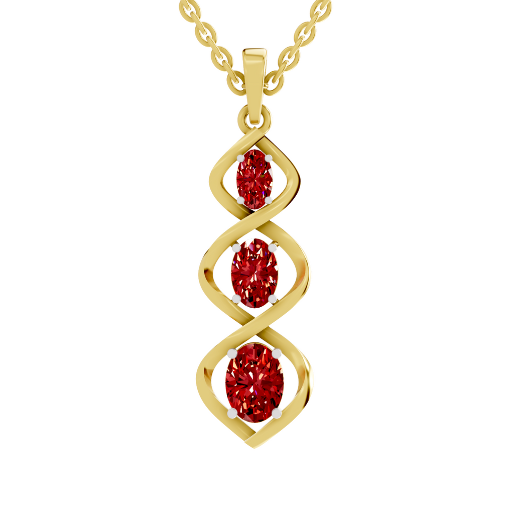 SPARQ Lab Grown Diamond Triple Twist Red Stone Yellow Gold Plated Pendant