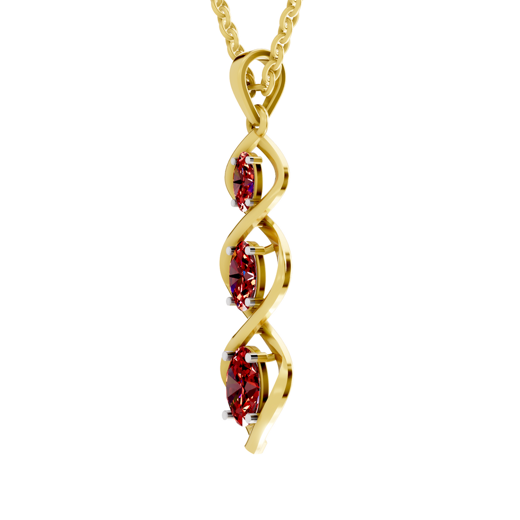 SPARQ Lab Grown Diamond Triple Twist Red Stone Yellow Gold Plated Pendant