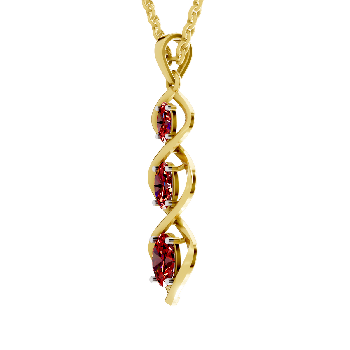 SPARQ Lab Grown Diamond Triple Twist Red Stone Yellow Gold Plated Pendant
