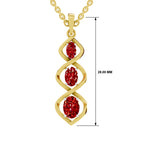 SPARQ Lab Grown Diamond Triple Twist Red Stone Yellow Gold Plated Pendant