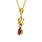 SPARQ Lab Grown Diamond Lotus Pear Red Stone Yellow Gold Plated Pendant