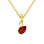 SPARQ Lab Grown Diamond Swan Pear Red Stone Yellow Gold Plated Pendant