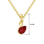 SPARQ Lab Grown Diamond Swan Pear Red Stone Yellow Gold Plated Pendant