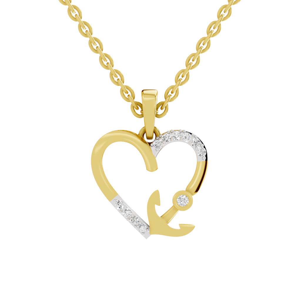 SPARQ Lab Grown Diamond Heart Anchor Yellow Gold Plated Pendant