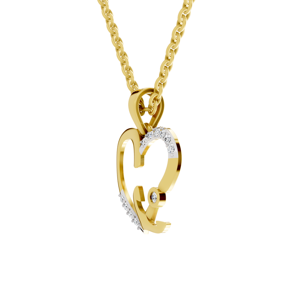 SPARQ Lab Grown Diamond Heart Anchor Yellow Gold Plated Pendant
