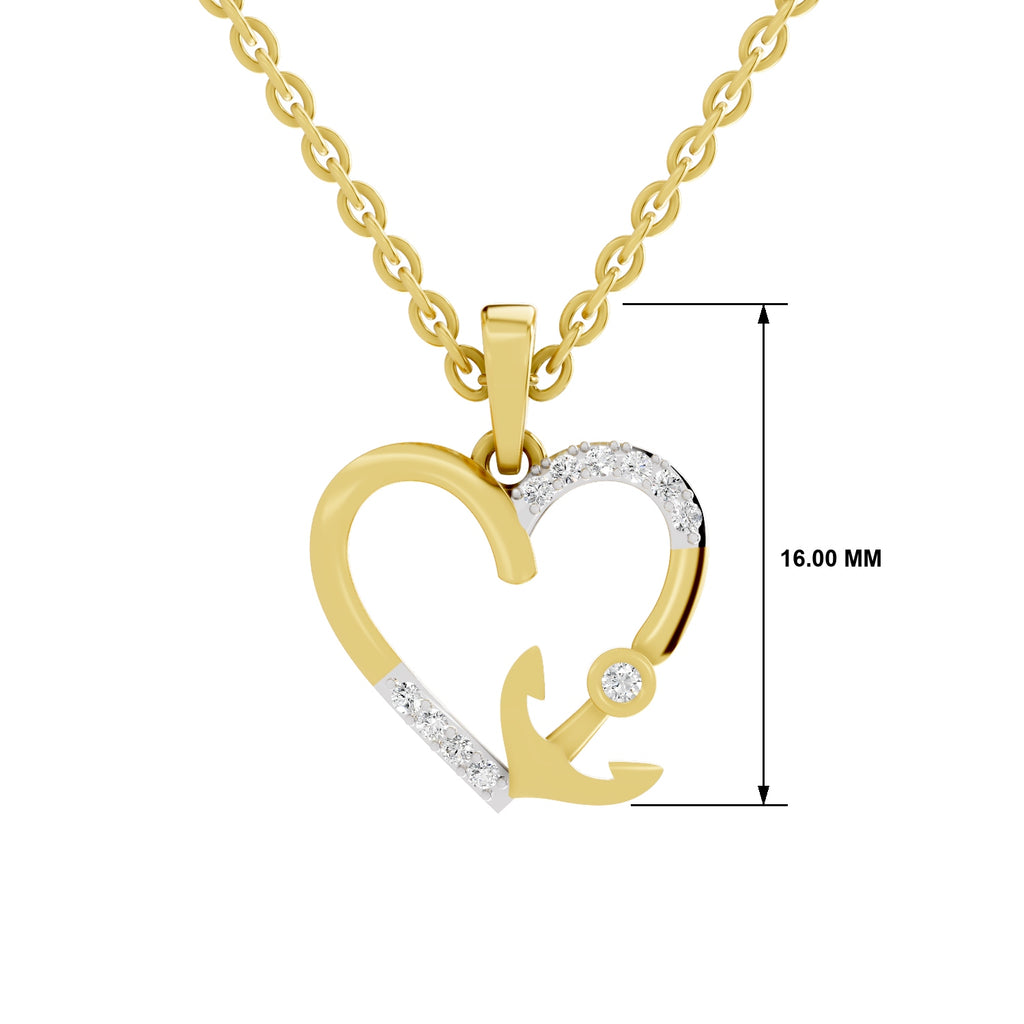 SPARQ Lab Grown Diamond Heart Anchor Yellow Gold Plated Pendant