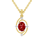 SPARQ Lab Grown Diamond Orbit Oval Red Stone Yellow Gold Plated Pendant