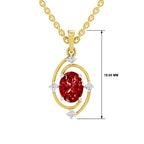 SPARQ Lab Grown Diamond Orbit Oval Red Stone Yellow Gold Plated Pendant