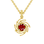 SPARQ Lab Grown Diamond Galaxy Swirl Red Stone Yellow Gold Plated Pendant